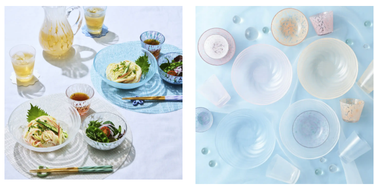 そうめんや夏野菜を彩るガラス食器